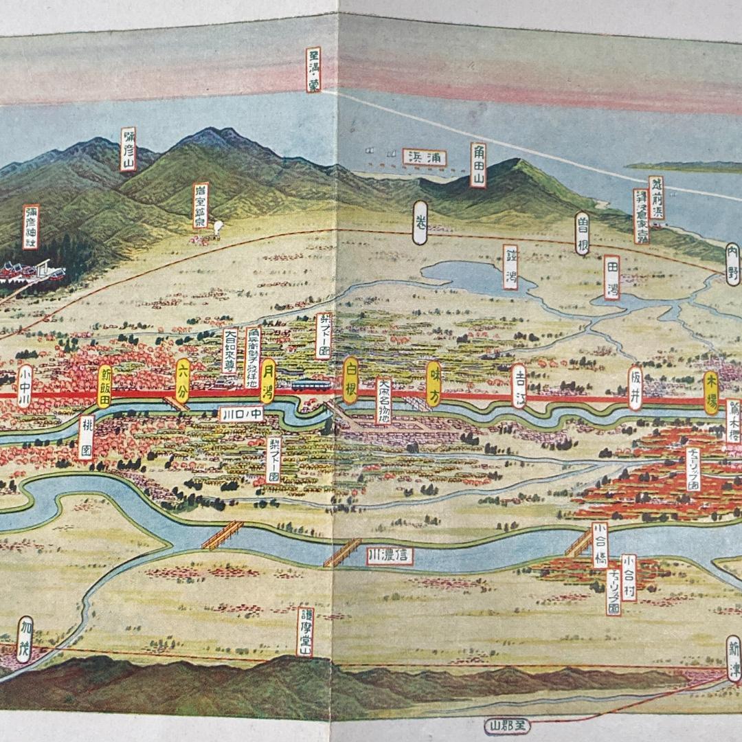 処分 貴重 新潟周辺 新潟電鐵 路線図 鳥瞰図 名所案内 金子高光 昭和8年