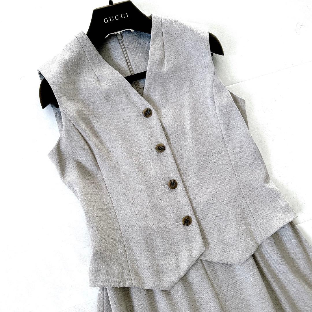 人気✨アナイ　リネン調ジレスタイルワンピース ノースリーブ　近年モデル　ベージュ