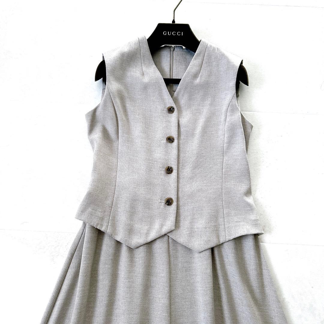 人気✨アナイ　リネン調ジレスタイルワンピース ノースリーブ　近年モデル　ベージュ