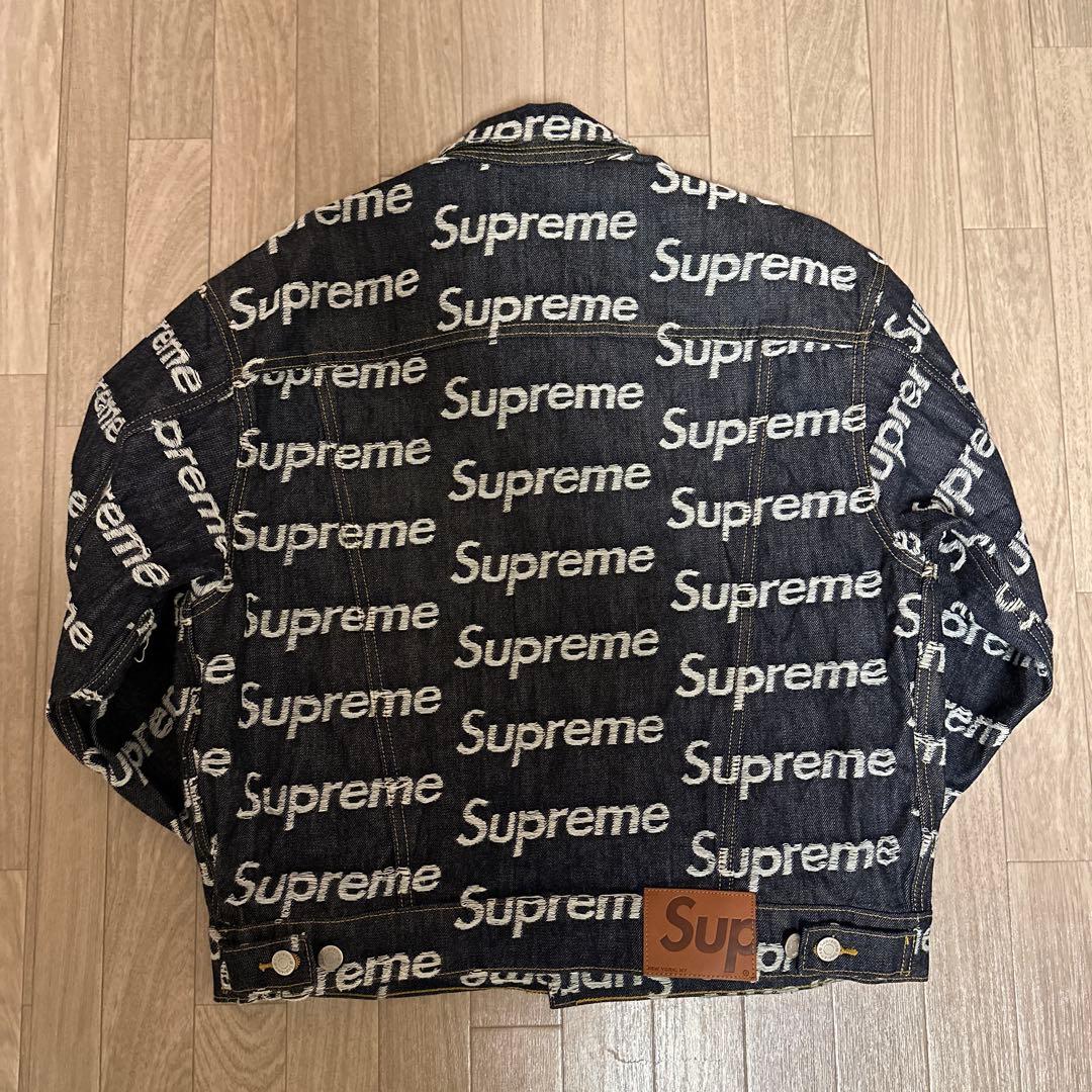 ジャケット・アウター Supreme Jacquard Logos Denim Trucker JKT