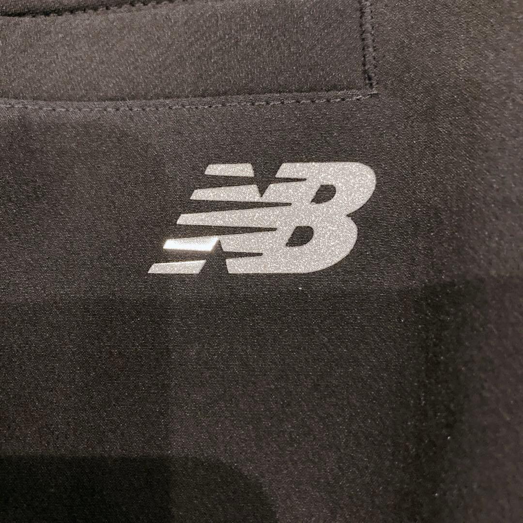 【美品】ニューバランス ストレッチ プリーツ スカート 台形 ブラック 黒 ロゴ