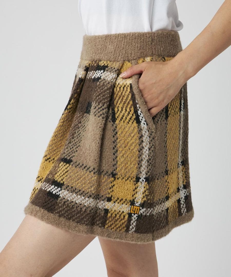 ★秋冬★ラウドマウス★ツイード調蓄熱ニット ニットスカート★L★BN