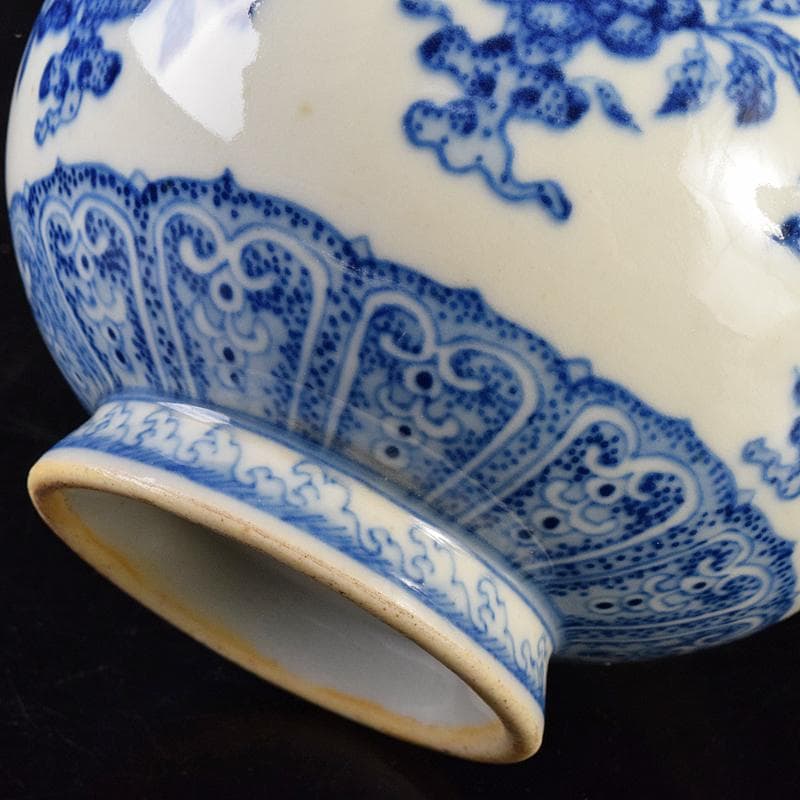 中国　大清乾隆年製　青花花卉文蒜頭瓶　M　7890E