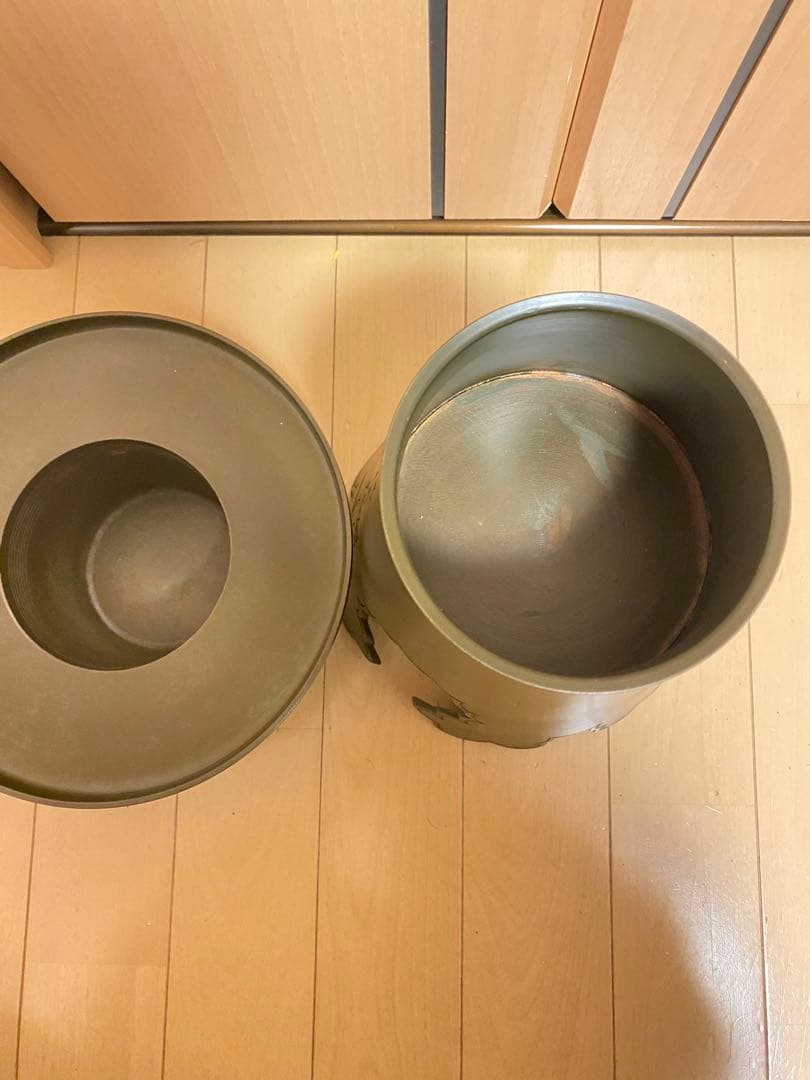 御玄猪　唐金製　池坊　薄端　花器　華道　生花