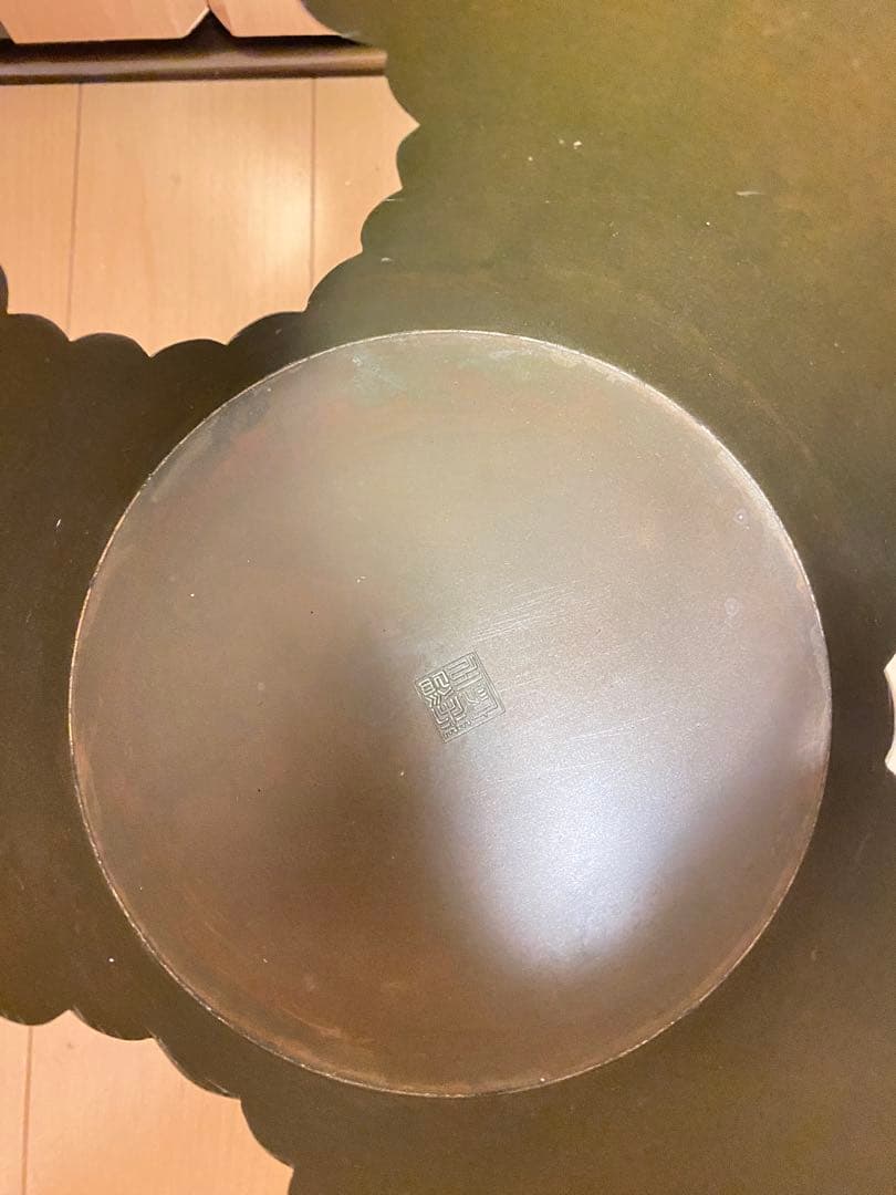 御玄猪　唐金製　池坊　薄端　花器　華道　生花