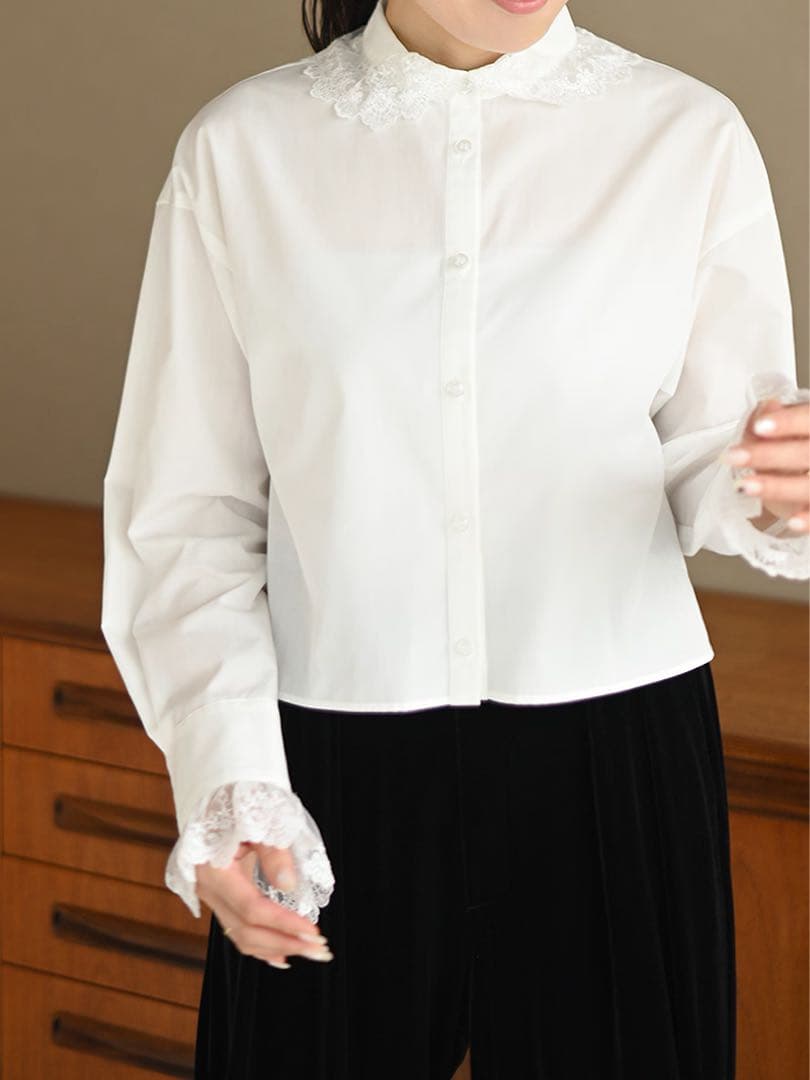 試着のみ極美品★ trefle+1 レース襟ブラウス