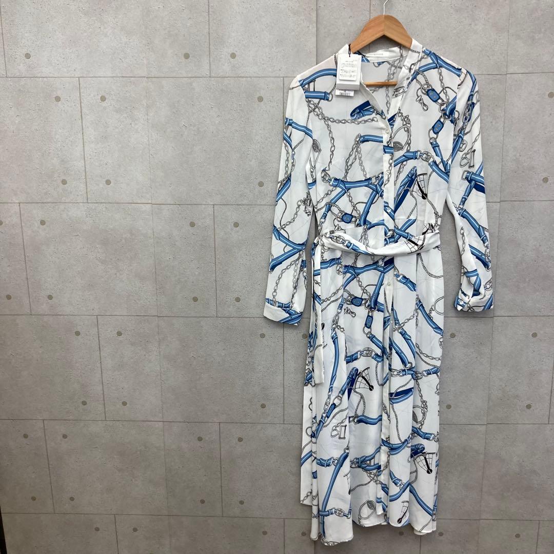 タグ付 未使用 PINKY&DIANNE ワンピース シャツ プリント 38 白