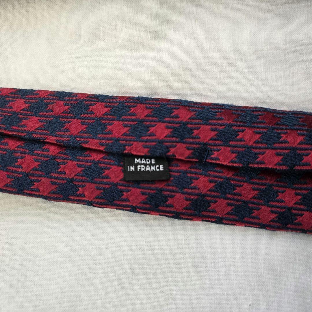 最上級　美品　charvet シャルベ　レッド　チェック　ウール 混　ネクタイ