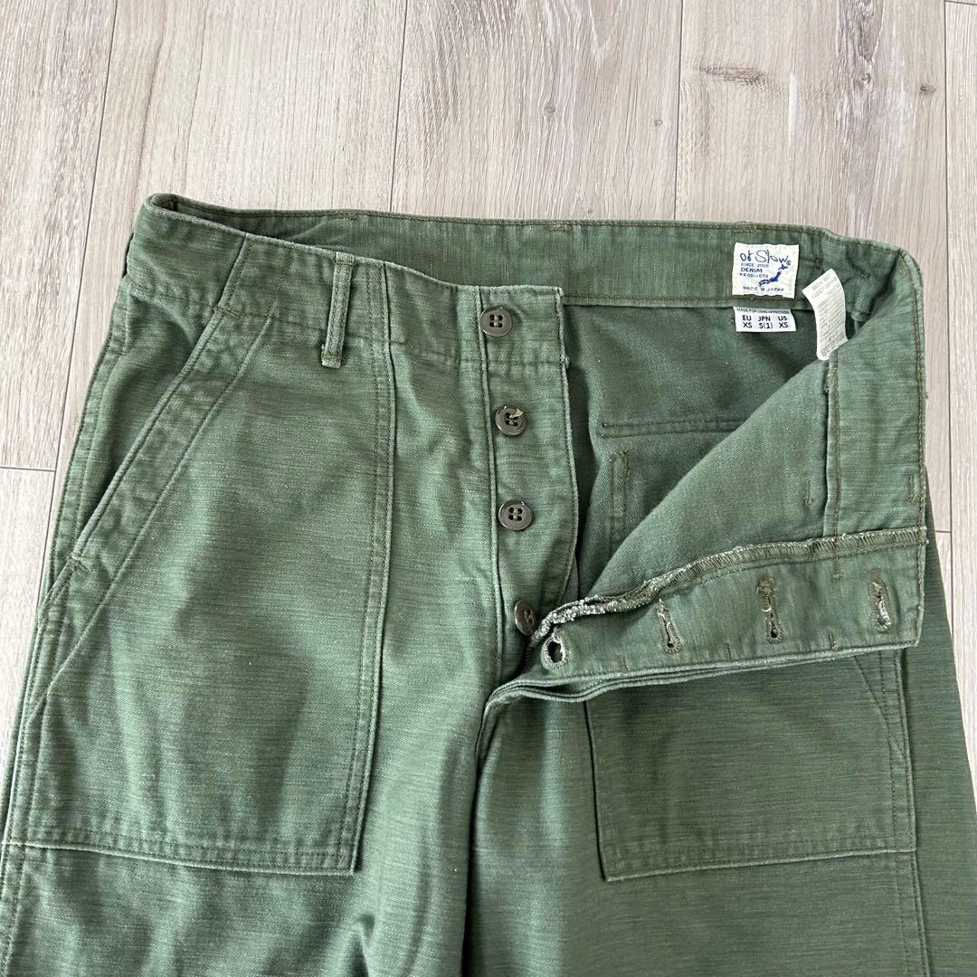orSlow オアスロウ ベイカーパンツ ファティーグ Sオリーブ ボタンフライ