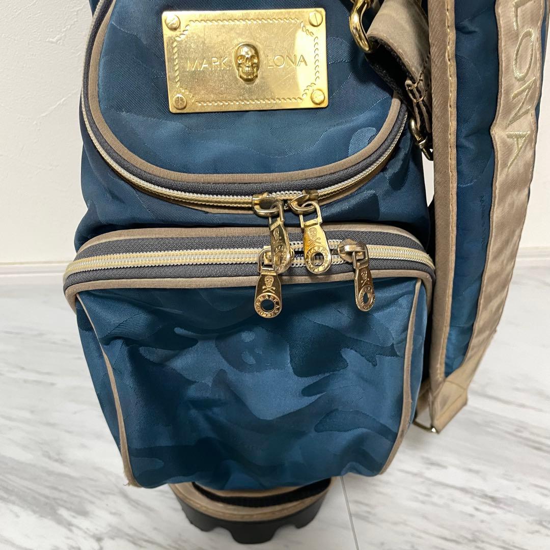 MARK&LONA キャディバッグ スタンド式 ゴールドプレート 9.0型 紺