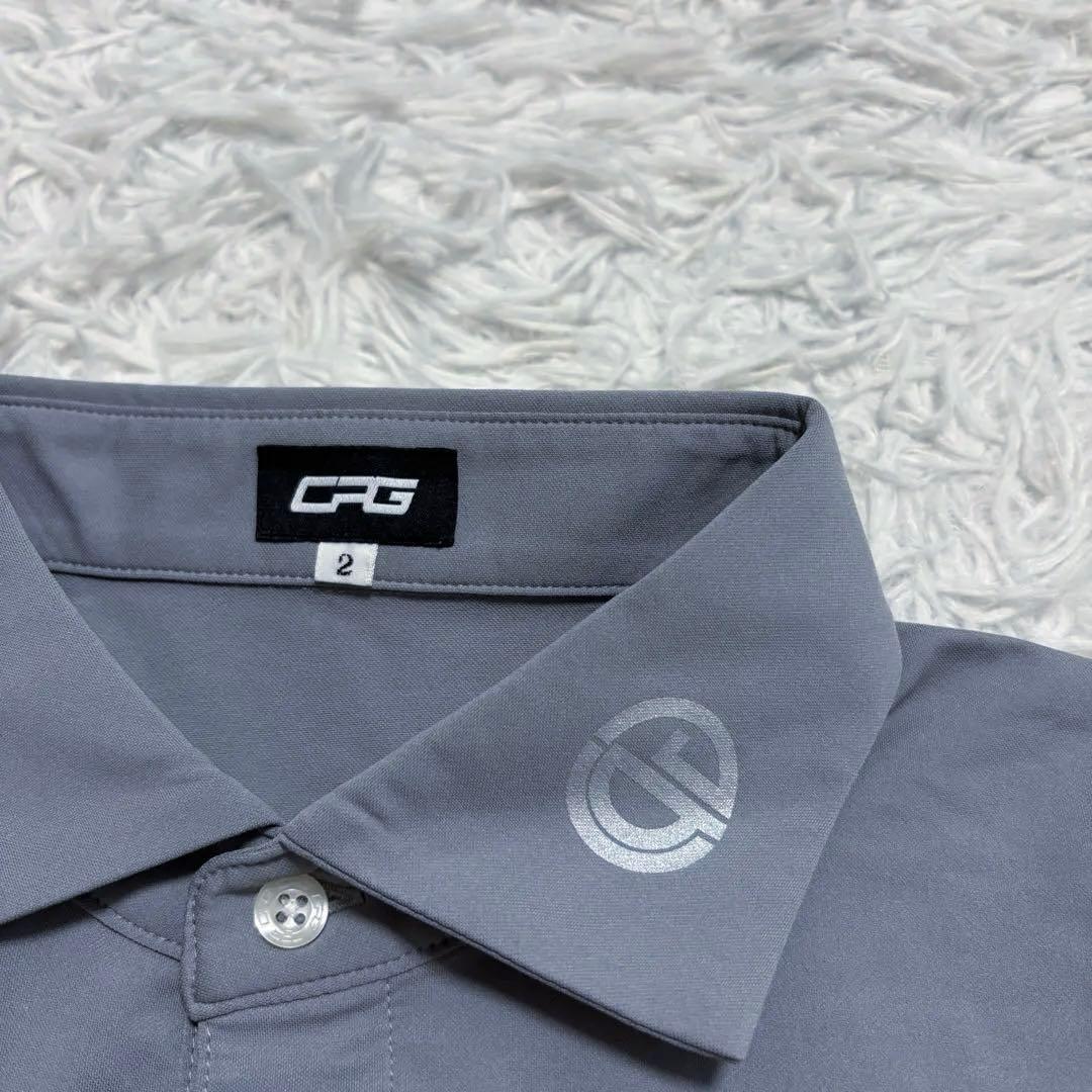新作 CPG ゴルフ ポロシャツ グレー ストレッチ 冷感 バックロゴ 襟付き