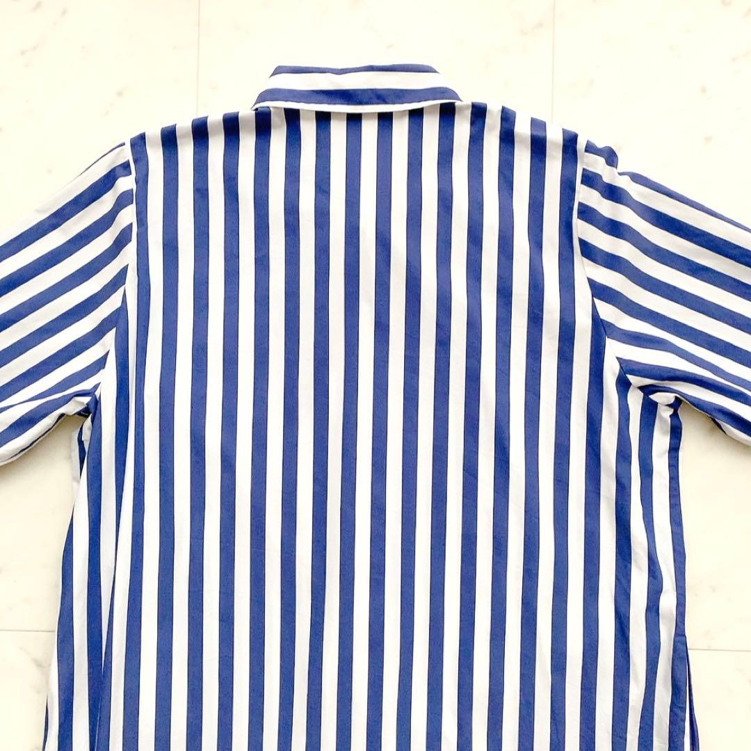 美品 ジャーナルスタンダードレリューム ビッグストライプシャツワンピース ブルー