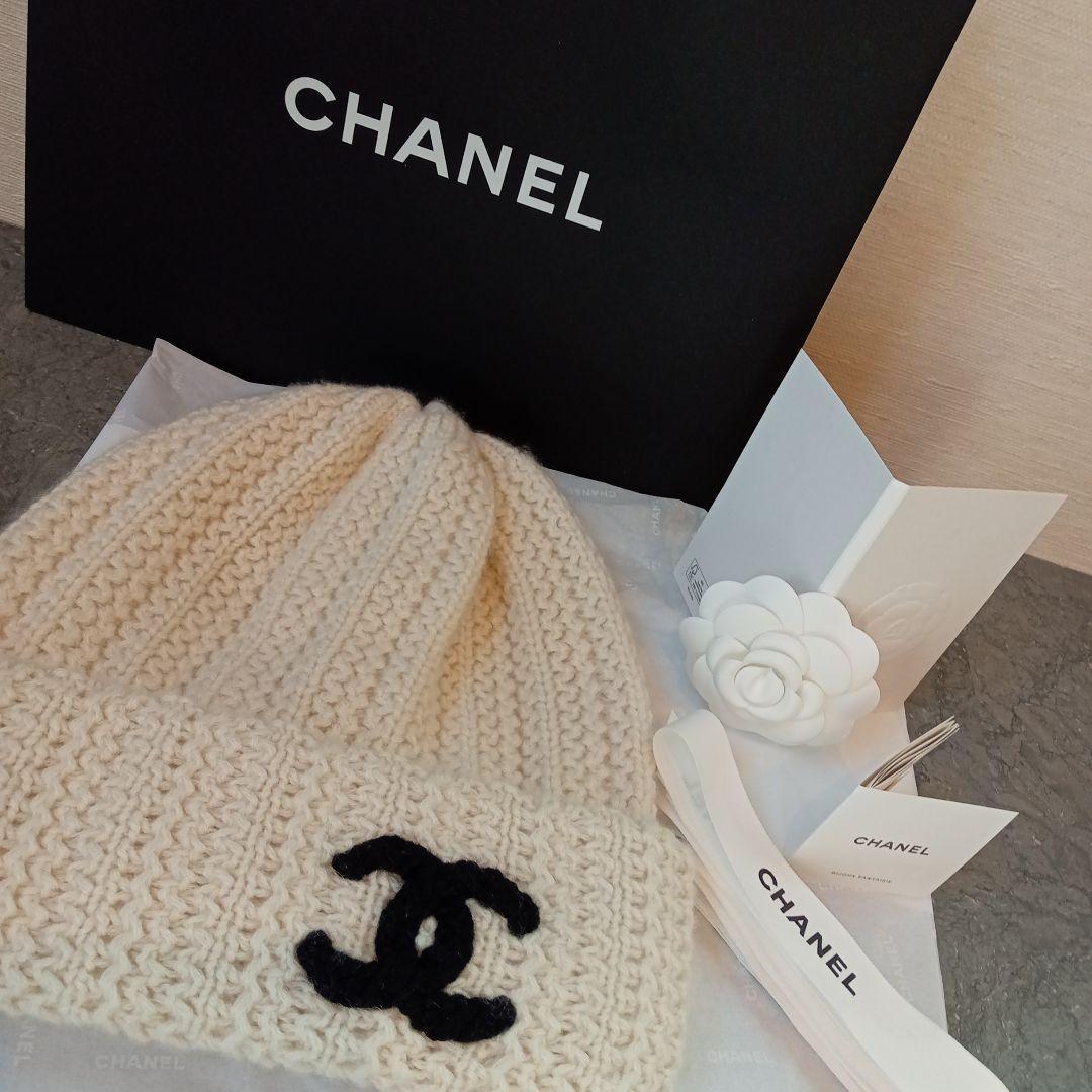 希少CHANEL ニットキャップ帽 ビーニー CCココマーク　正規ブティック新品