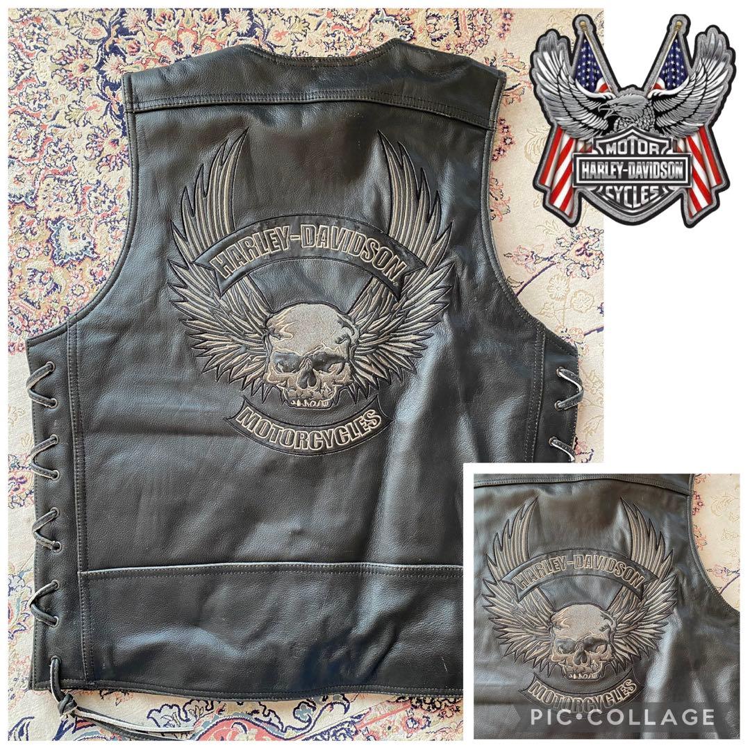 新品未使用Harley-Davidsonレザーベスト スカルベスト 現品限り特価