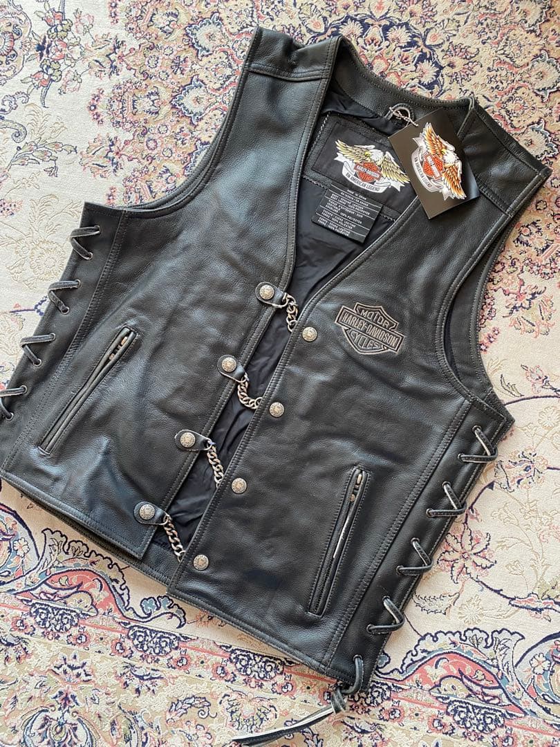 新品未使用Harley-Davidsonレザーベスト スカルベスト 現品限り特価