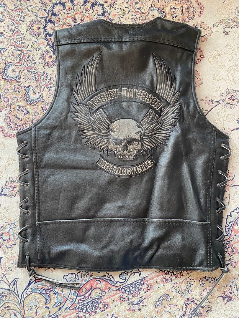新品未使用Harley-Davidsonレザーベスト スカルベスト 現品限り特価