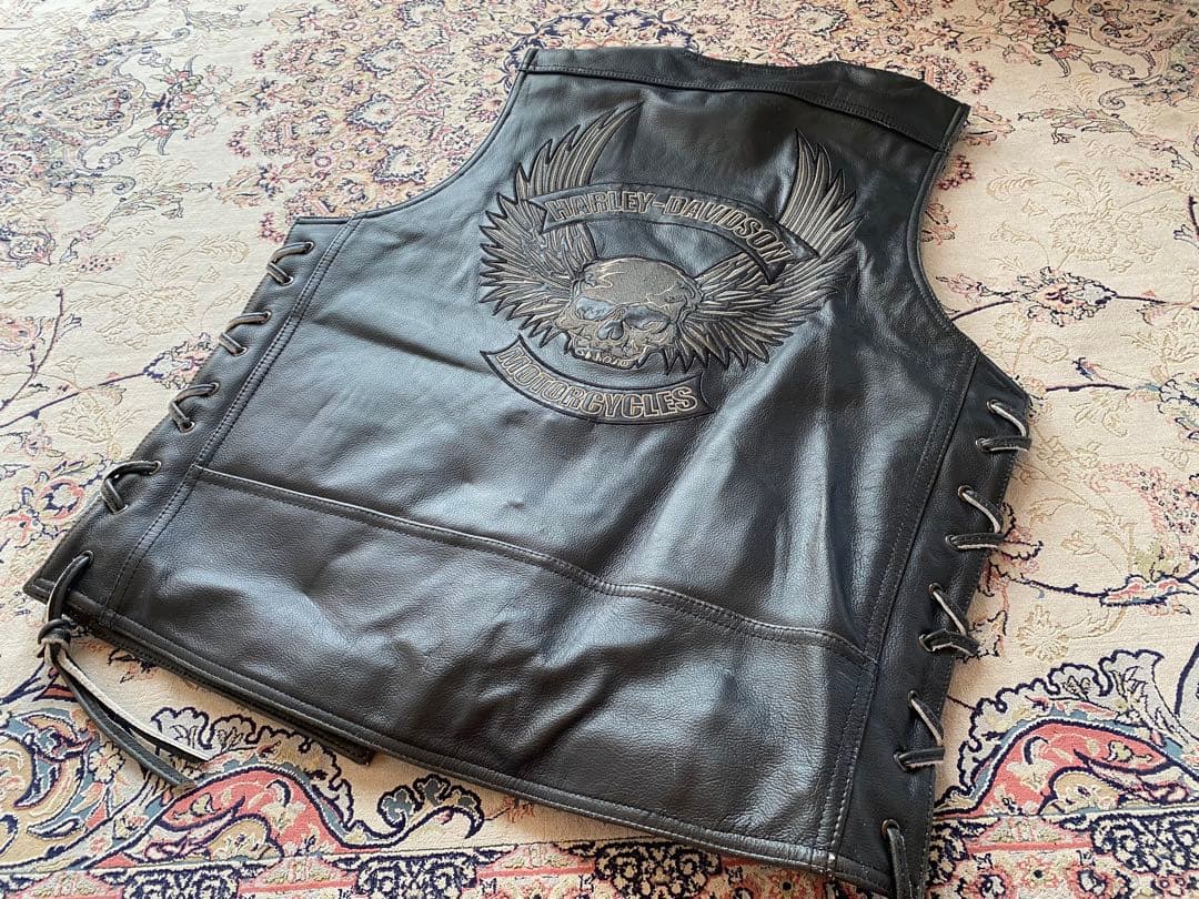 新品未使用Harley-Davidsonレザーベスト スカルベスト 現品限り特価