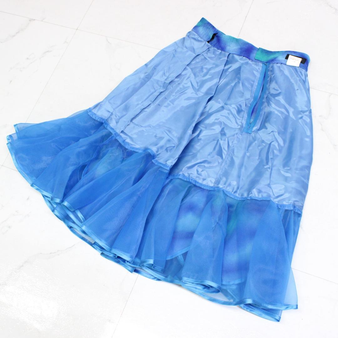 【美品 日本製社交ダンス衣装】上下セット トップス スカート LAFORET 青