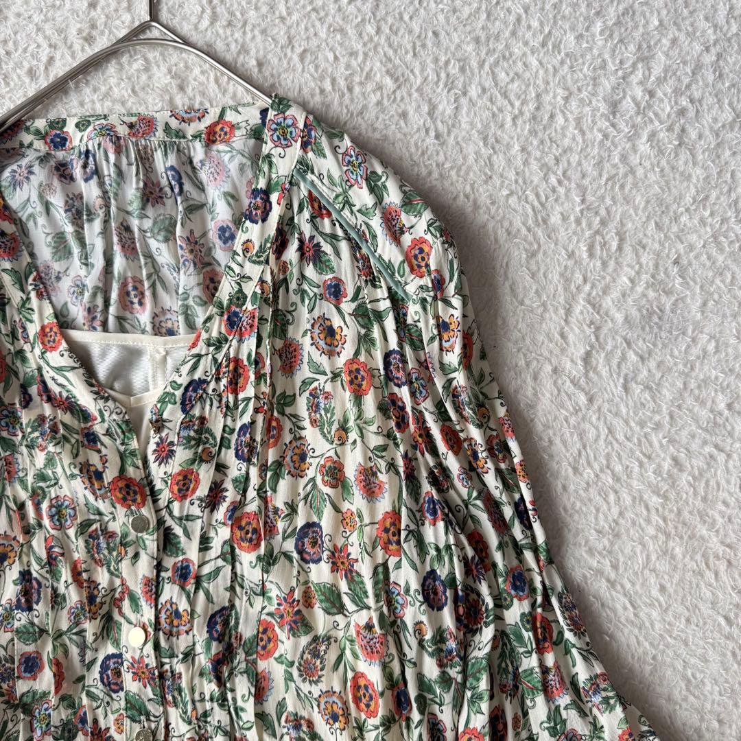 アナイ ロングワンピース 花柄 ピンタック Aライン インナーキャミソール 36