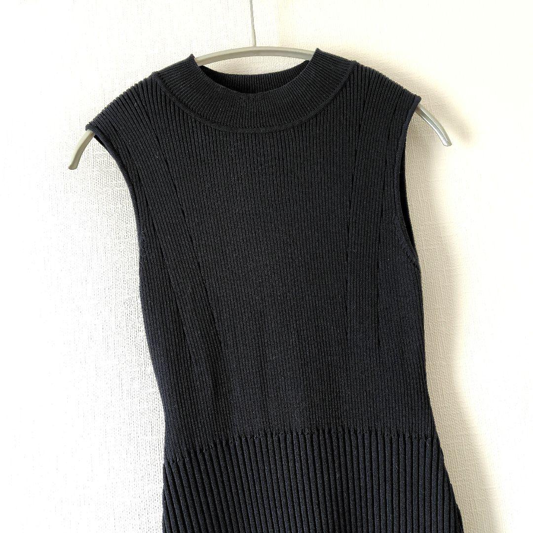anuans アニュアンス セミマーメイドリブニットワンピース ブラック S