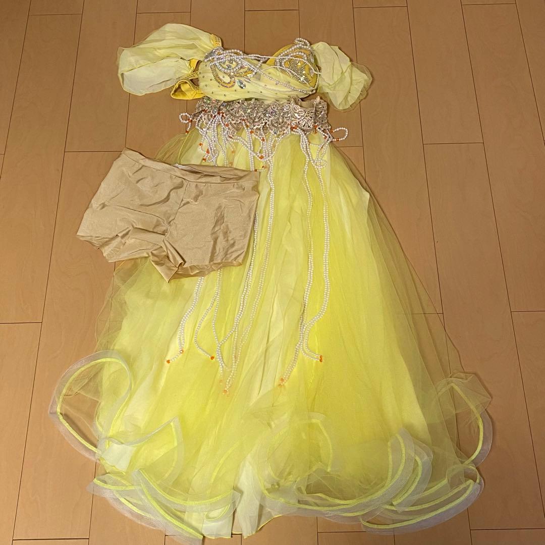 新品未使用！ベリーダンス　衣装　XXL 黄色　イエロー　パール