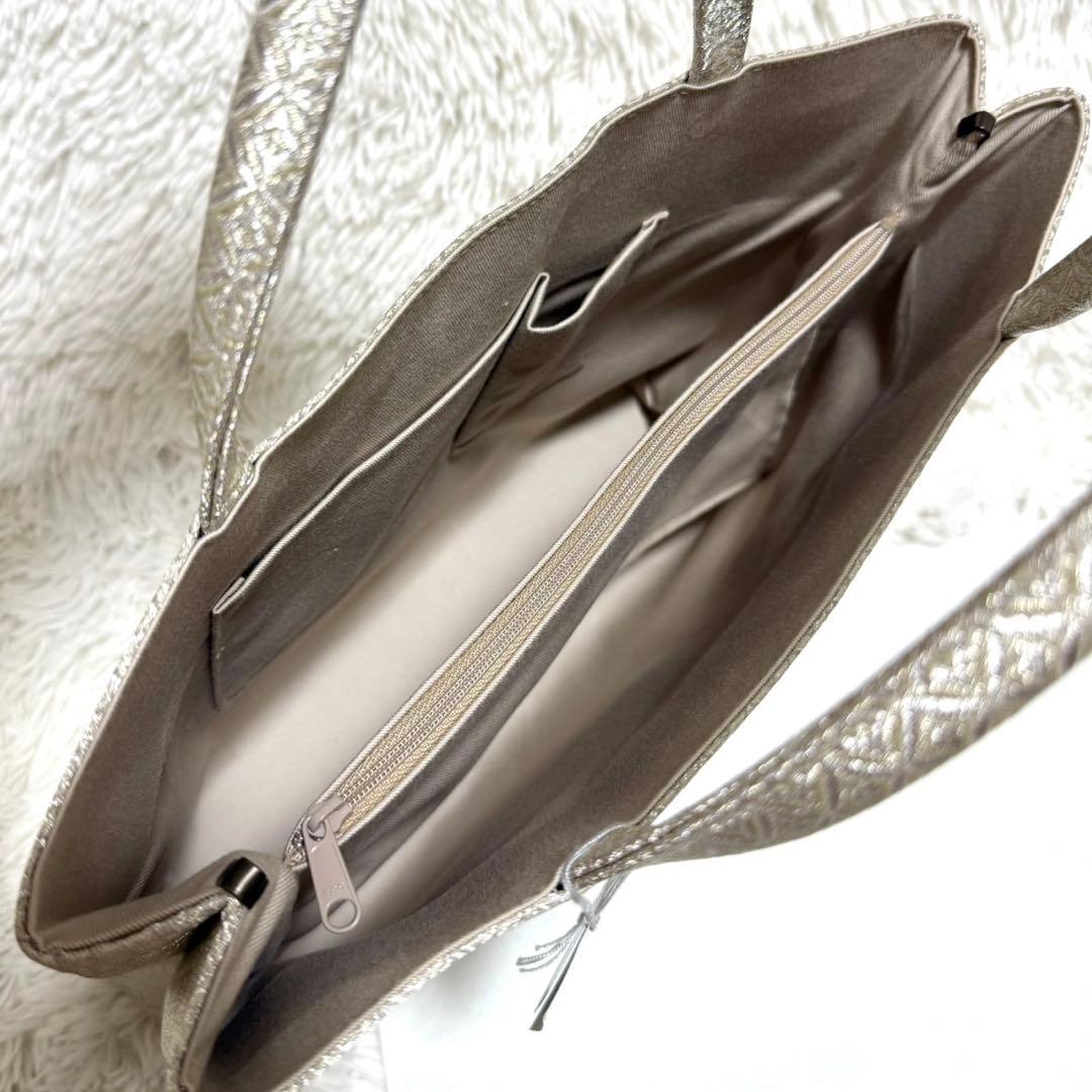 未使用品 衿秀 和装 トート バッグ 手提げ シルクガード 絹 A4 ゴールド