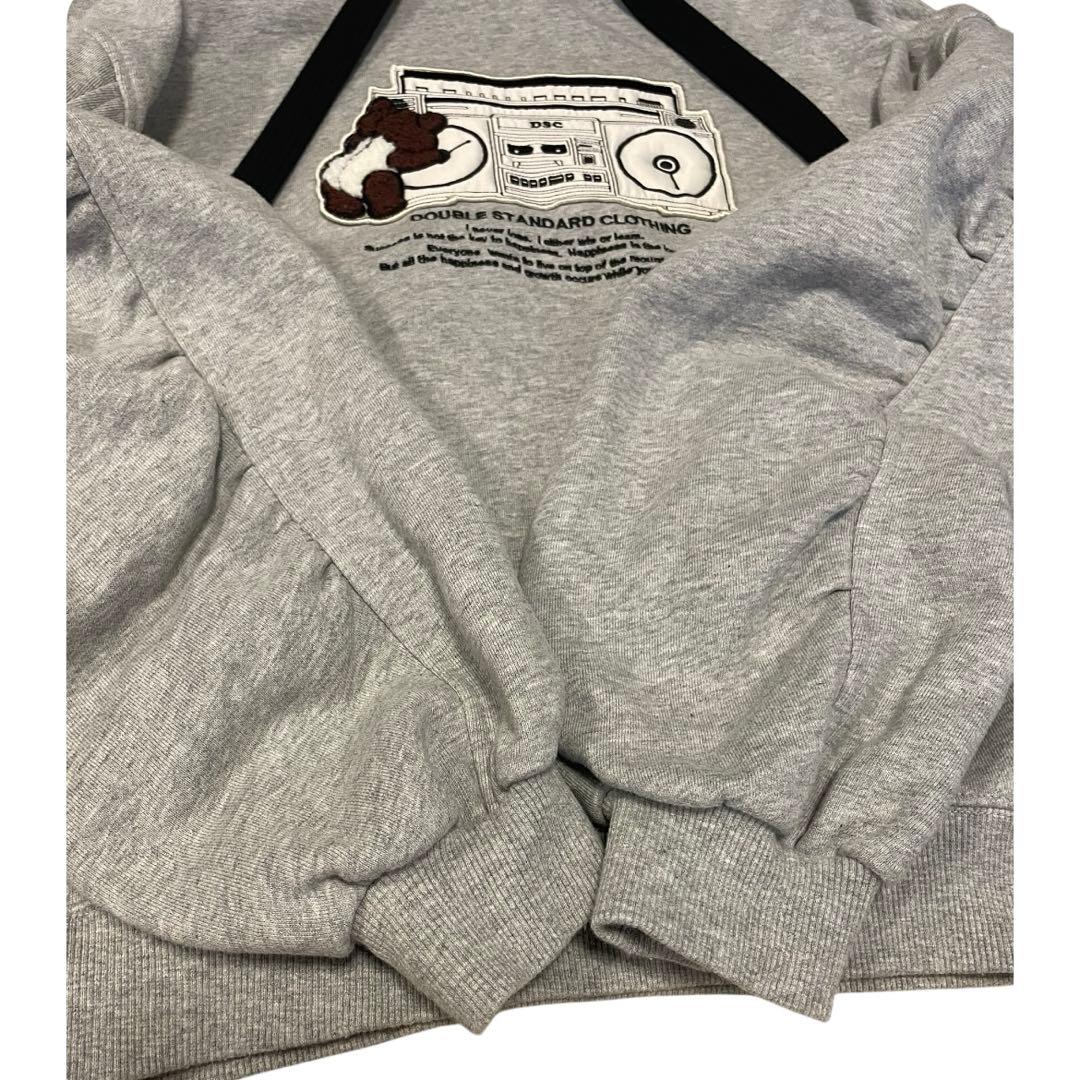 ダブルスタンダード　ラジカセワッペンギャザースリーブパーカー　グレー
