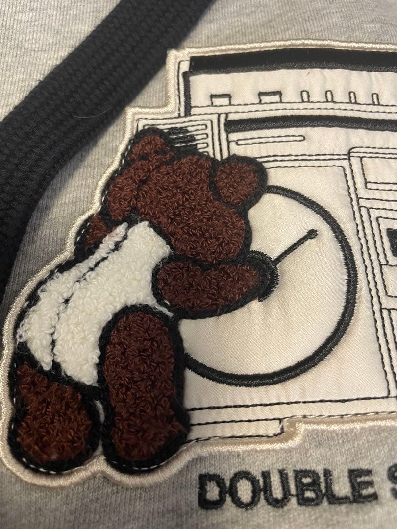 ダブルスタンダード　ラジカセワッペンギャザースリーブパーカー　グレー