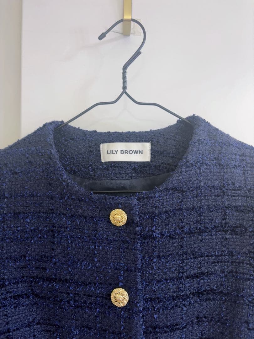 LILY BROWN ネイビー ツイードジャケット