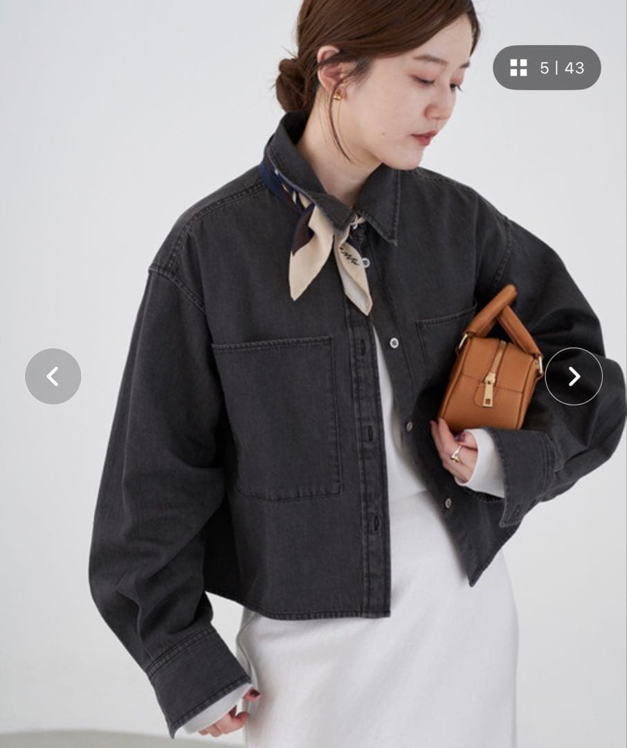 IENA イエナ デニムショートシャツ ブラック