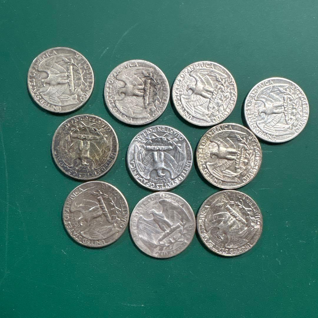 アメリカ25セント銀貨 10枚 銀 銀製品 外国  クウォーター