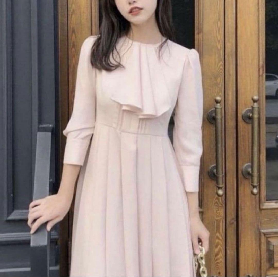 セルフォード　CELFORD　 ボウタイプリーツロングワンピース　38