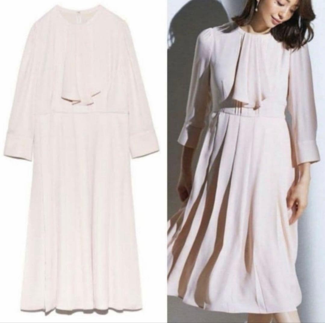 セルフォード　CELFORD　 ボウタイプリーツロングワンピース　38