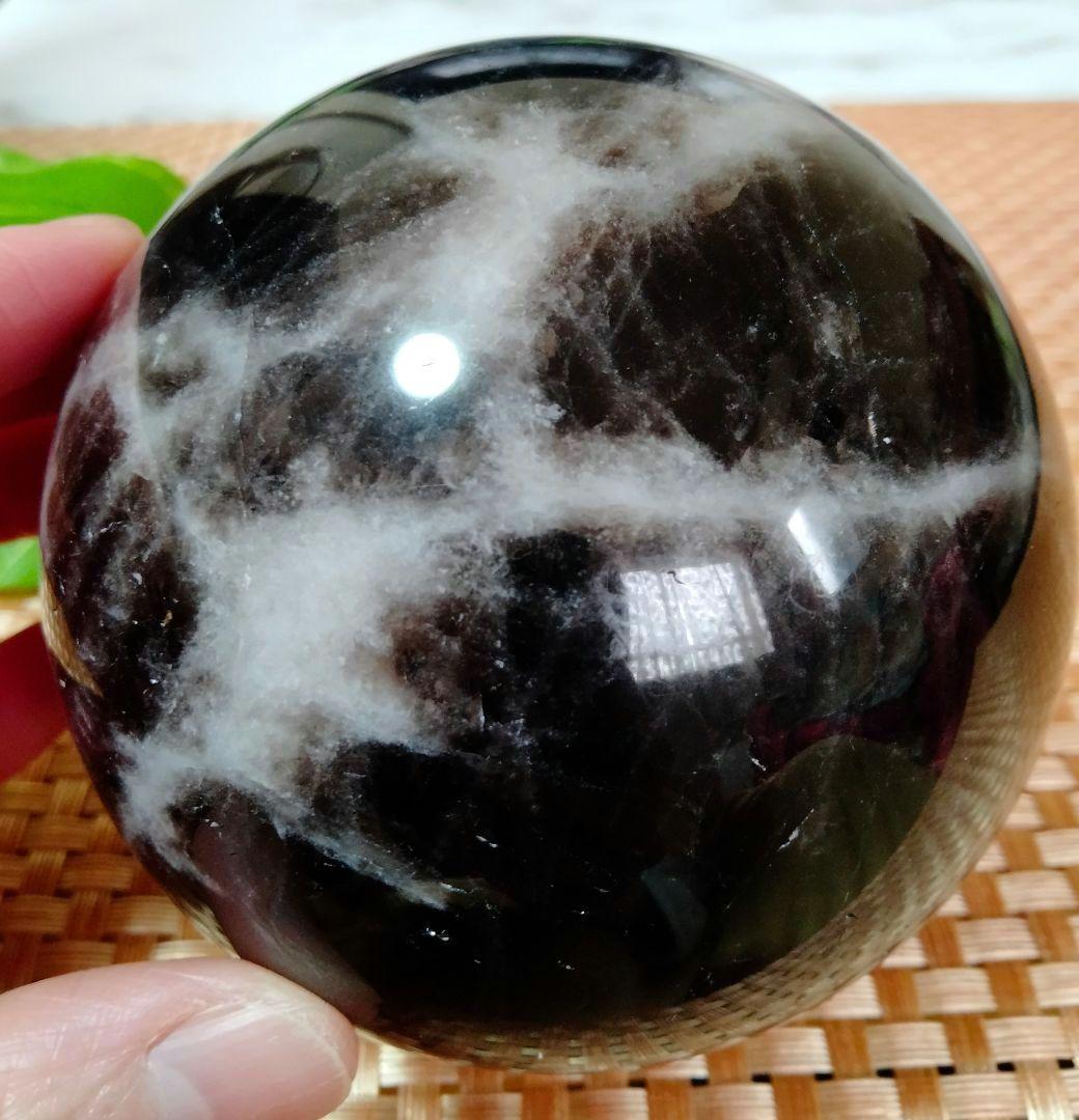 【純天然】★大サイズ★★厄除け・魔除け★天然石83mm モリオン スフィア 丸玉