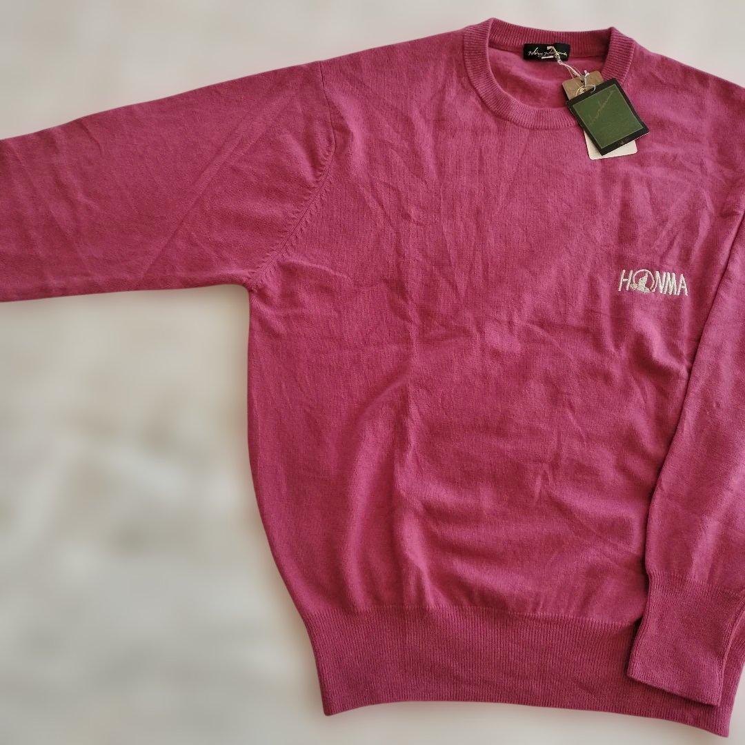新品タグ付　HONMA 本間ゴルフ　カシミヤ100％　セーター　ピンク　L