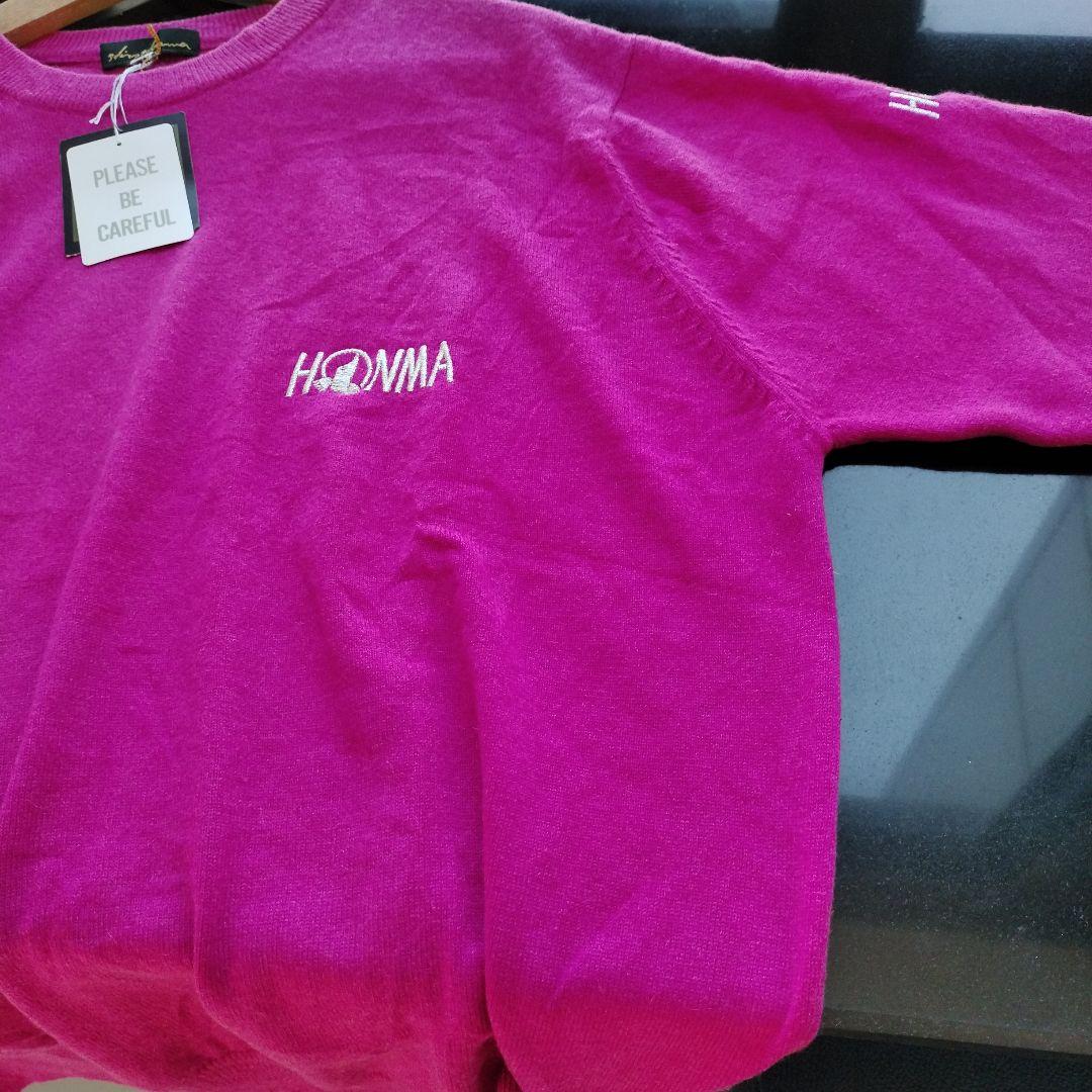 新品タグ付　HONMA 本間ゴルフ　カシミヤ100％　セーター　ピンク　L