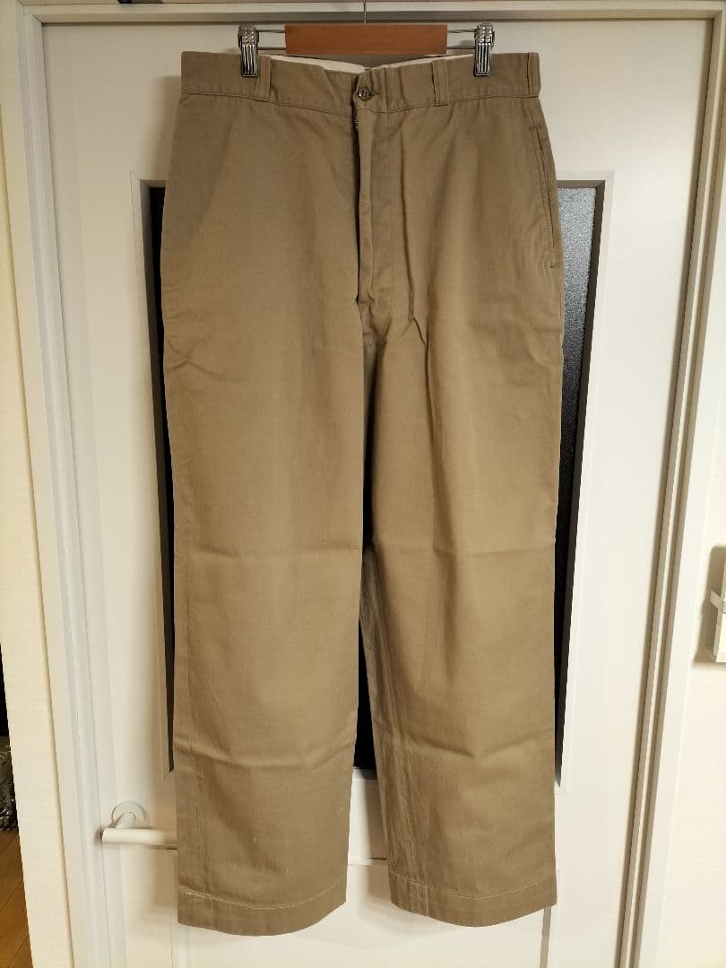 60s USMC（米海兵隊）カーキ・チノパンツ アルミジップ　W33表記