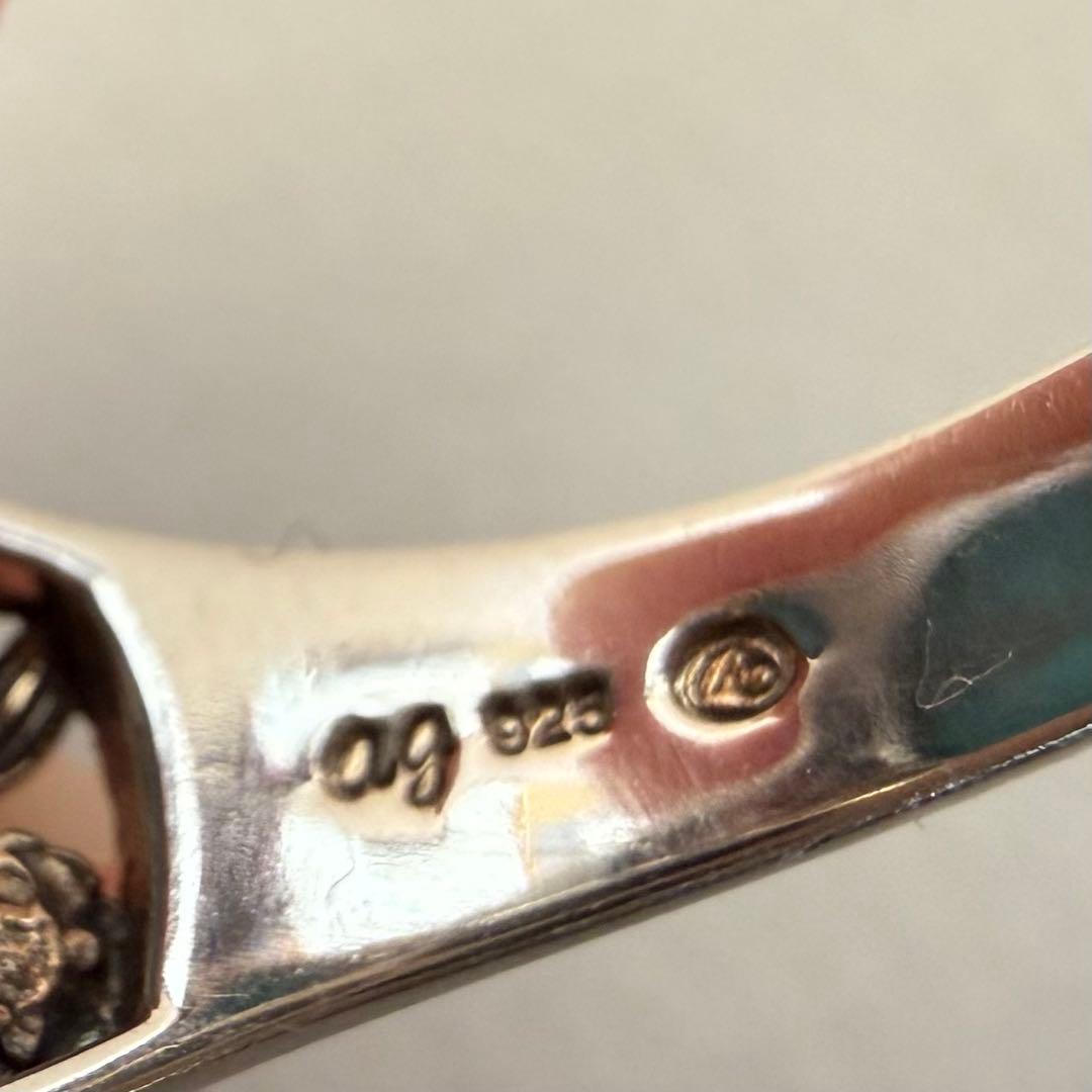 禄山925シルバーターゴイズマーカサイト彫金リング　約15.5号
