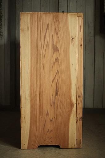 古い木枠のガラス戸棚　引き出し2杯