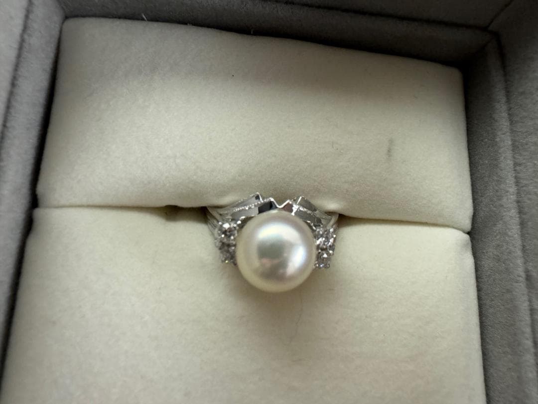 TASAKI 田崎真珠 Pt900 パールリング 約9mm ダイヤ0.20ct
