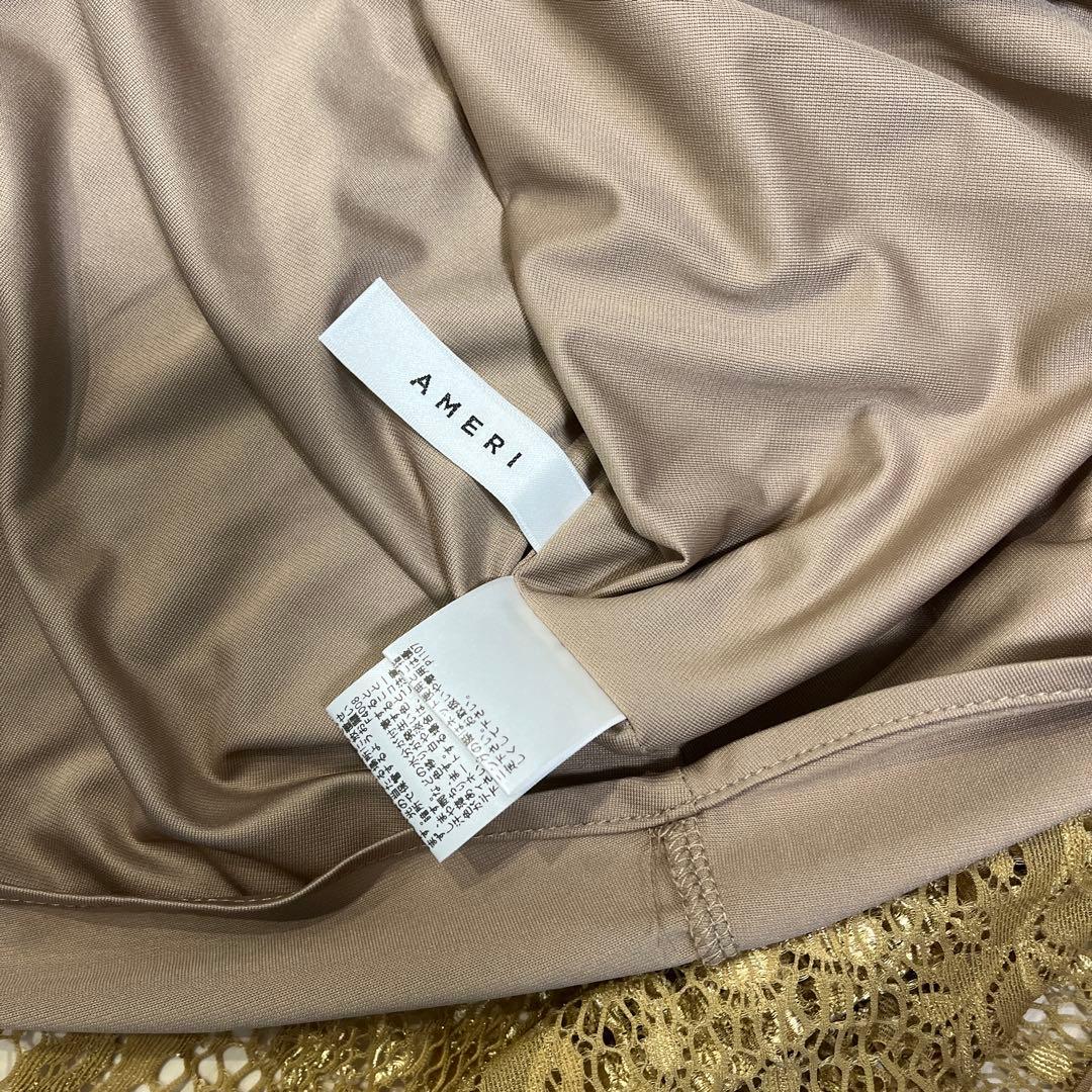 最終値下げブラウンベージュゴールドレースロングワンピース