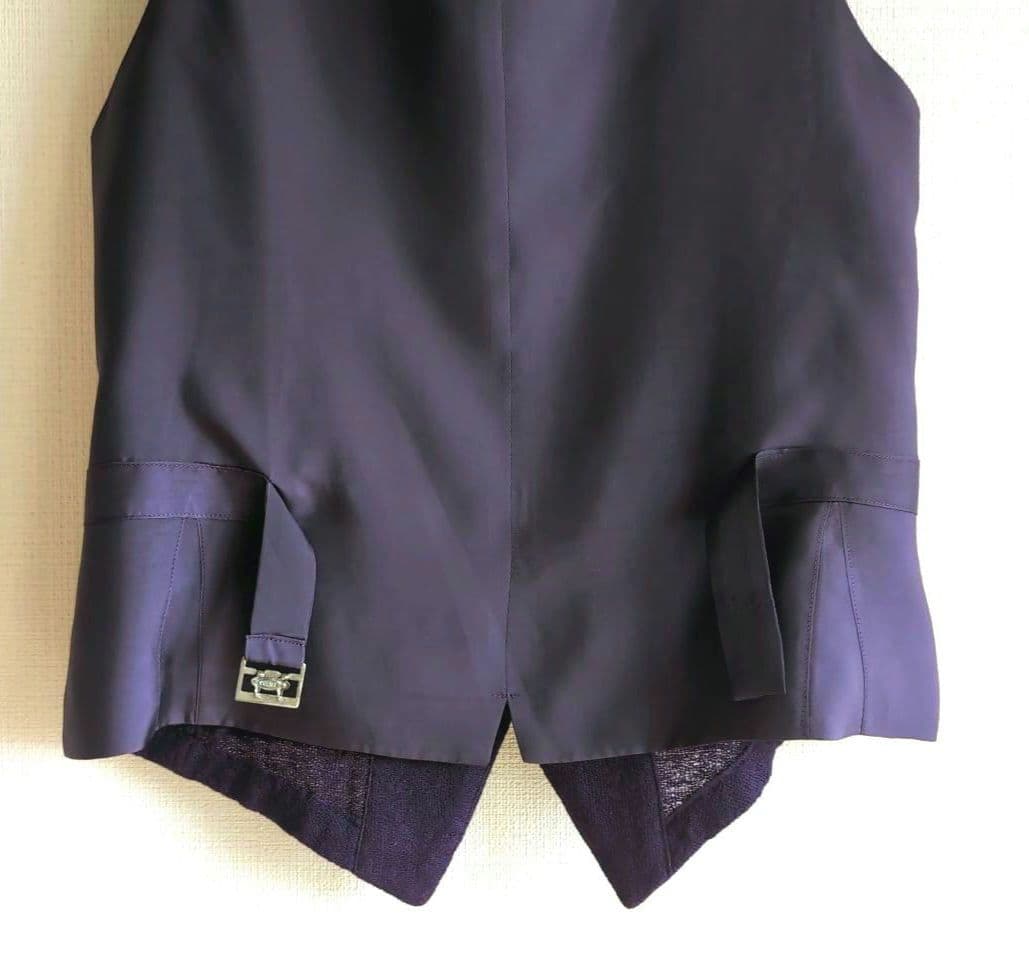 Y's 　90sヴィンテージ　ミニマルベスト　ウールガーゼ調　ムラサキ色