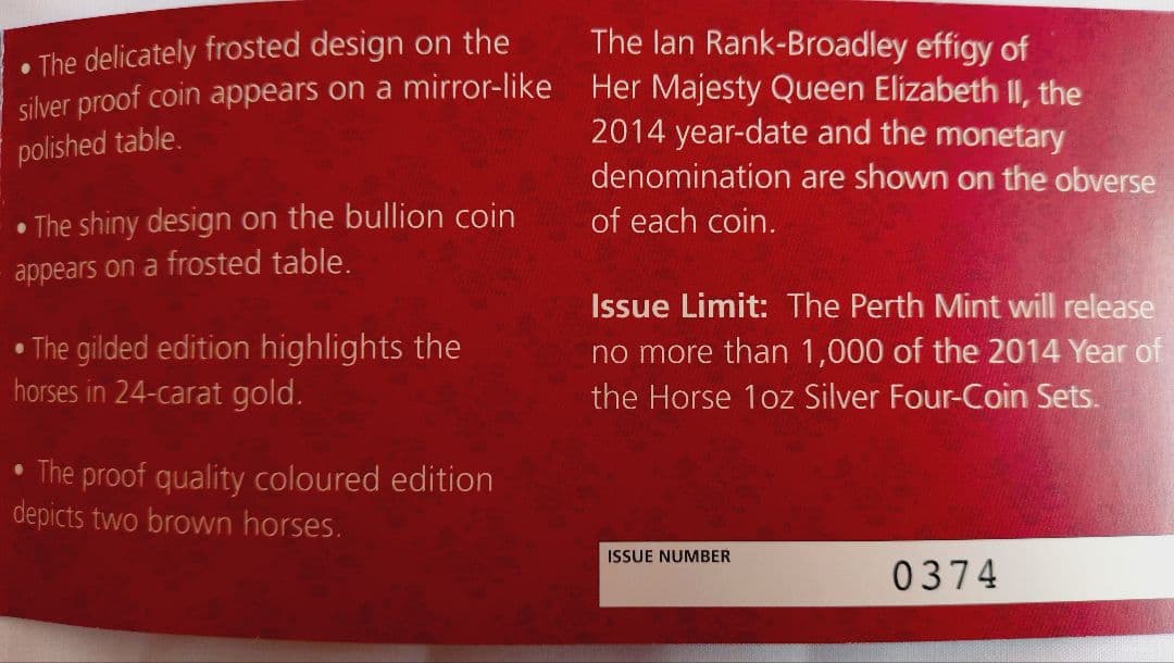 Perth Mint Year of the Horse2014 銀貨 4枚