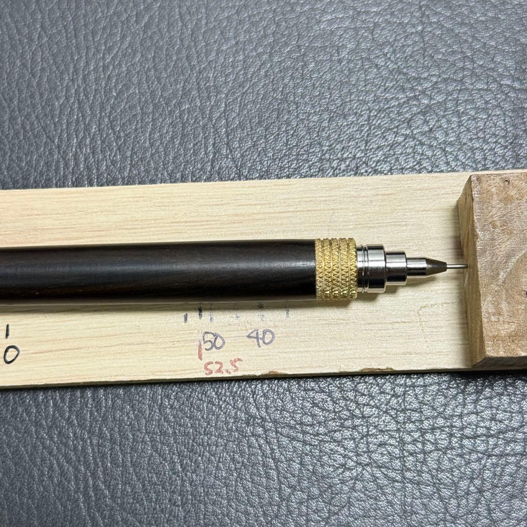 95黒檀木製シャーペン　最強低重心　ローレット　真鍮　溝付き