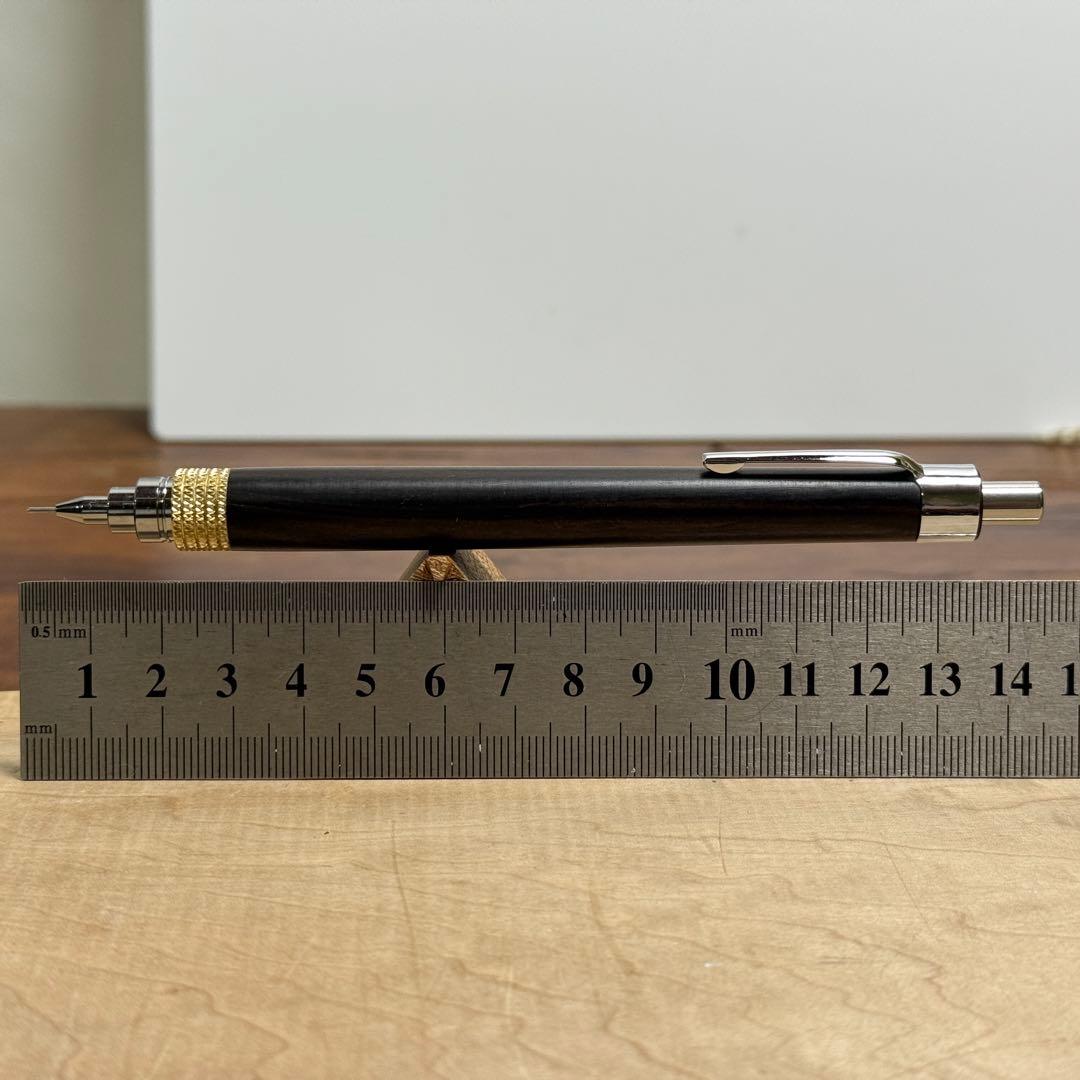 95黒檀木製シャーペン　最強低重心　ローレット　真鍮　溝付き