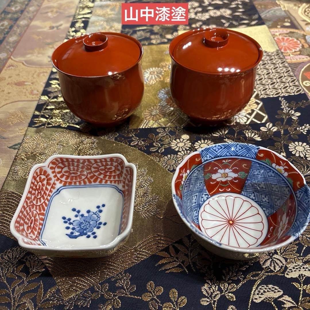 朱絵お2人お膳＊林九郎　深山JAPAN 中村勘三郎　山中漆　★８種15品