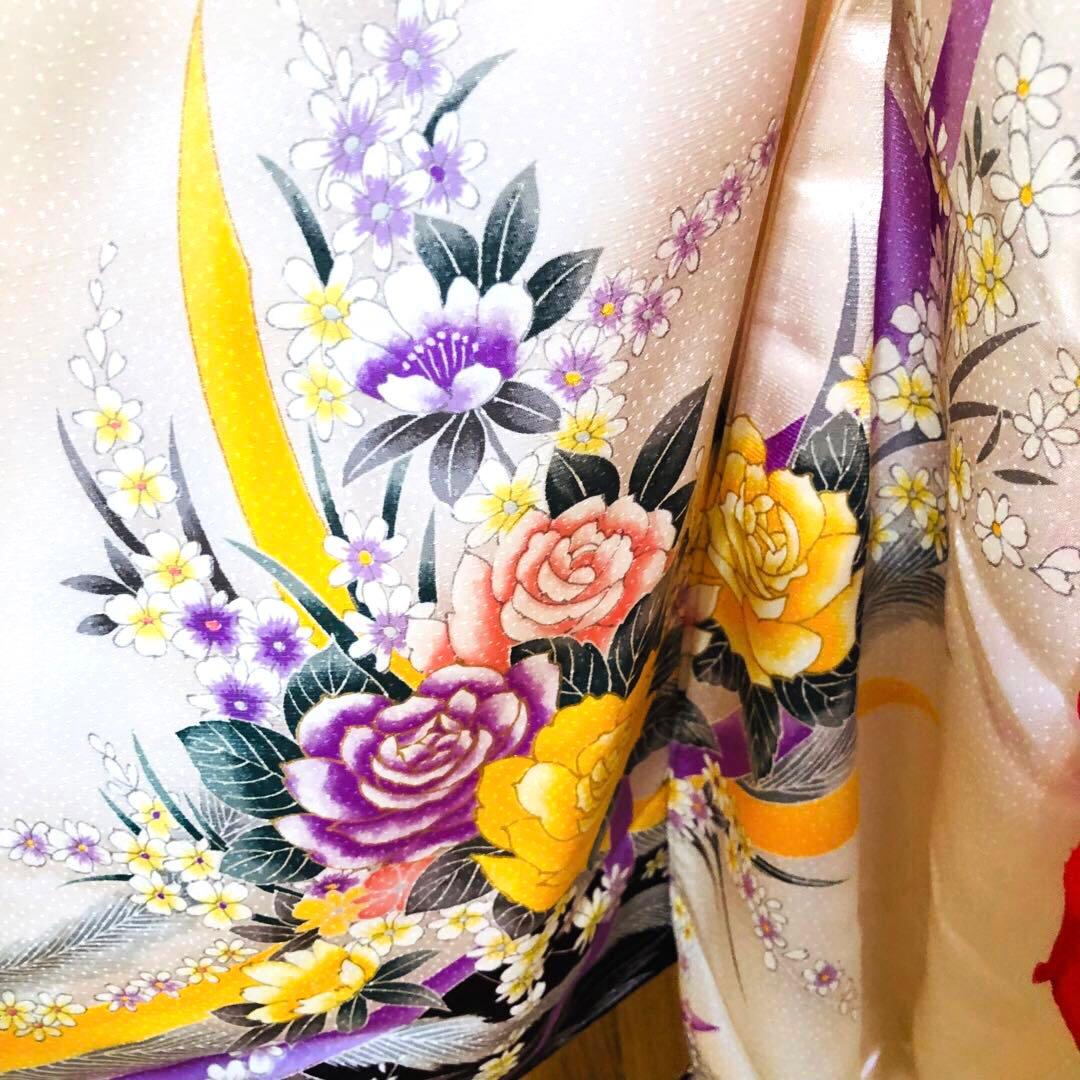 七五三 女子着物 7歳薔薇煌びやか際立つ‼️豪華絢爛薔薇刺繍金彩金箔完全フルセット