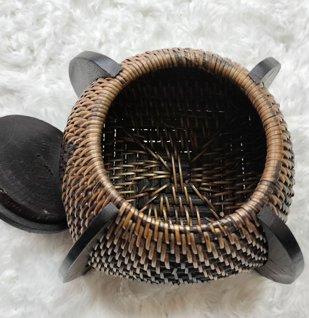 バリ島 アタ製品 6点 小物入れ お盆 ギロ トイレットペーパーホルダー