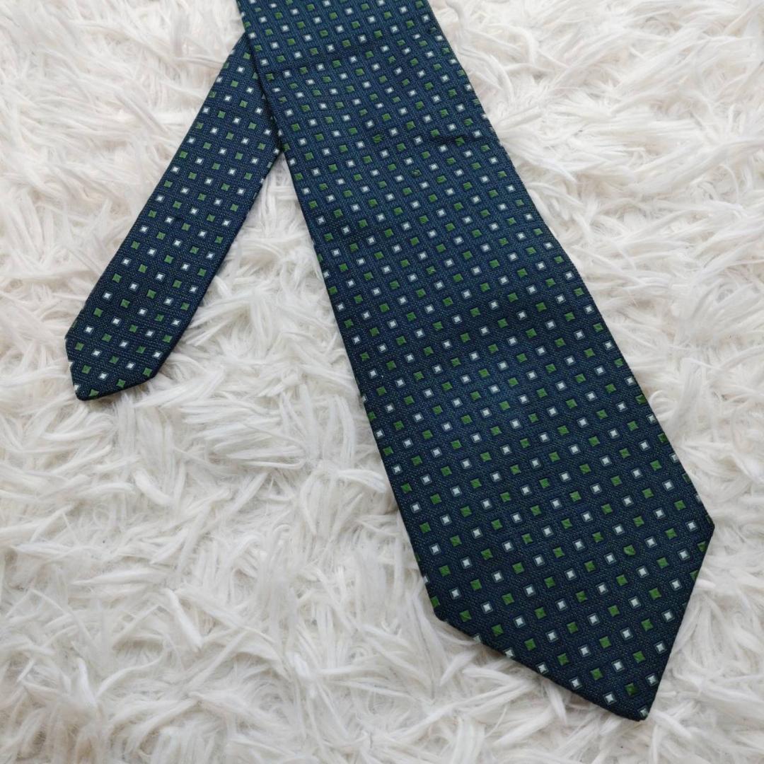 クリスチャンディオール 高級シルクネクタイ 総柄 モスグリーン