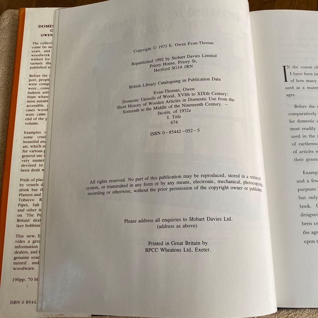 洋書 オーウェン・エヴァン＝トーマス 16世紀から19世紀の木製家庭用品